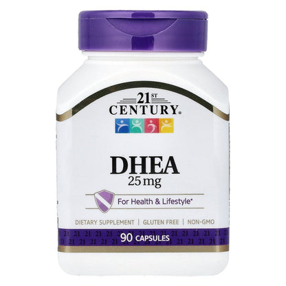 21st Century DHEA 25 mg Kapseln (90 Stück) – Hormonhaushalt Unterstützung für Frauen und Männer, Glutenfrei, Nicht-GVO, Ohne Konservierungsstoffe oder Künstliche Aromen