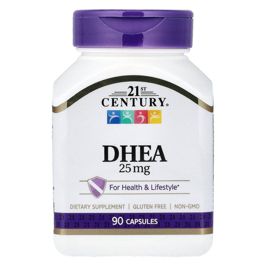 21st Century DHEA 25 mg Kapseln (90 Stück) – Hormonhaushalt Unterstützung für Frauen und Männer, Glutenfrei, Nicht-GVO, Ohne Konservierungsstoffe oder Künstliche Aromen