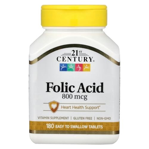 21st Century 800 µg Folsäure Tabletten, bunt, 180 Stück