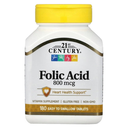 21st Century 800 µg Folsäure Tabletten, bunt, 180 Stück