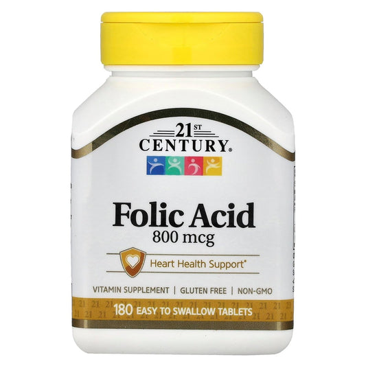 21st Century 800 µg Folsäure Tabletten, bunt, 180 Stück