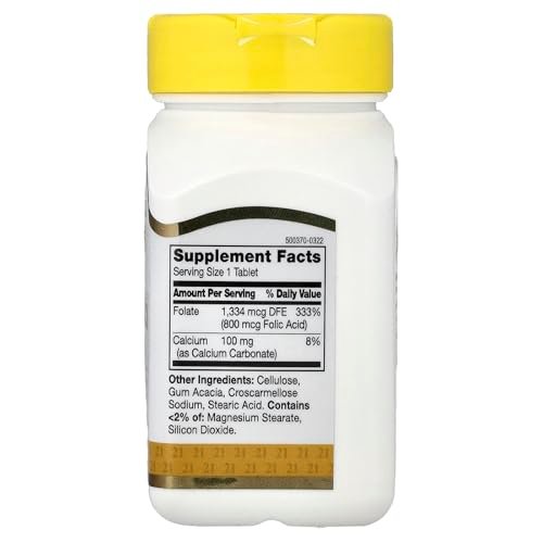 21st Century 800 µg Folsäure Tabletten, bunt, 180 Stück