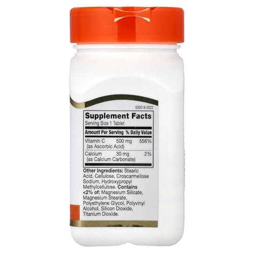 21st Century Vitamin C 500 mg Tabletten, 110 Stück – Hochdosiertes Vitamin C zur Unterstützung des Immunsystems