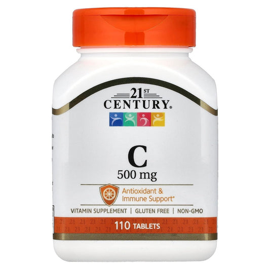 21st Century Vitamin C 500 mg Tabletten, 110 Stück – Hochdosiertes Vitamin C zur Unterstützung des Immunsystems