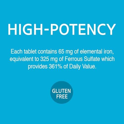 21st Century Slow-Release Eisenpräparat, 120 Tabletten, Hochpotentes veganes Eisen mit 325 mg Eisensulfat, glutenfrei, ohne Hefe oder künstliche Aromen