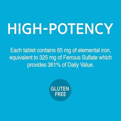 21st Century Slow-Release Eisenpräparat, 120 Tabletten, Hochpotentes veganes Eisen mit 325 mg Eisensulfat, glutenfrei, ohne Hefe oder künstliche Aromen