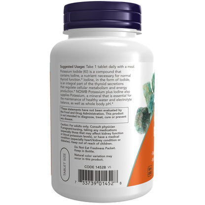NOW Foods Kalium plus Jod – 180 Tabletten für Elektrolytgleichgewicht und Schilddrüsenunterstützung