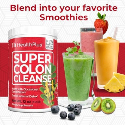 Health Plus Super Colon Cleanse – 340 g Pulver, natürliche Darmreinigung mit Flohsamenschalen & Sennesblättern