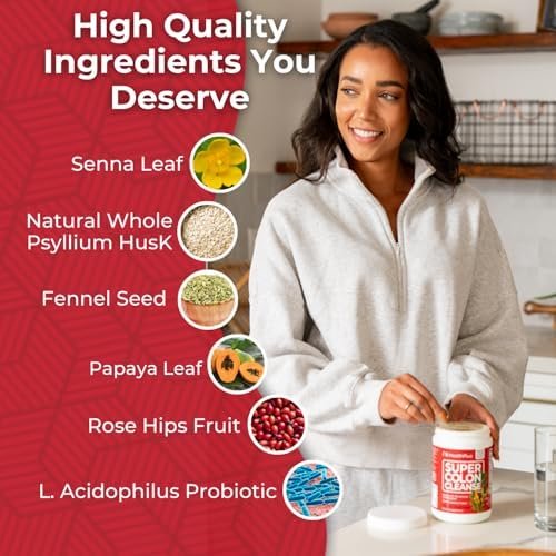 Health Plus Super Colon Cleanse – 340 g Pulver, natürliche Darmreinigung mit Flohsamenschalen & Sennesblättern