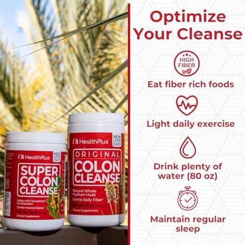 Health Plus Super Colon Cleanse – 340 g Pulver, natürliche Darmreinigung mit Flohsamenschalen & Sennesblättern