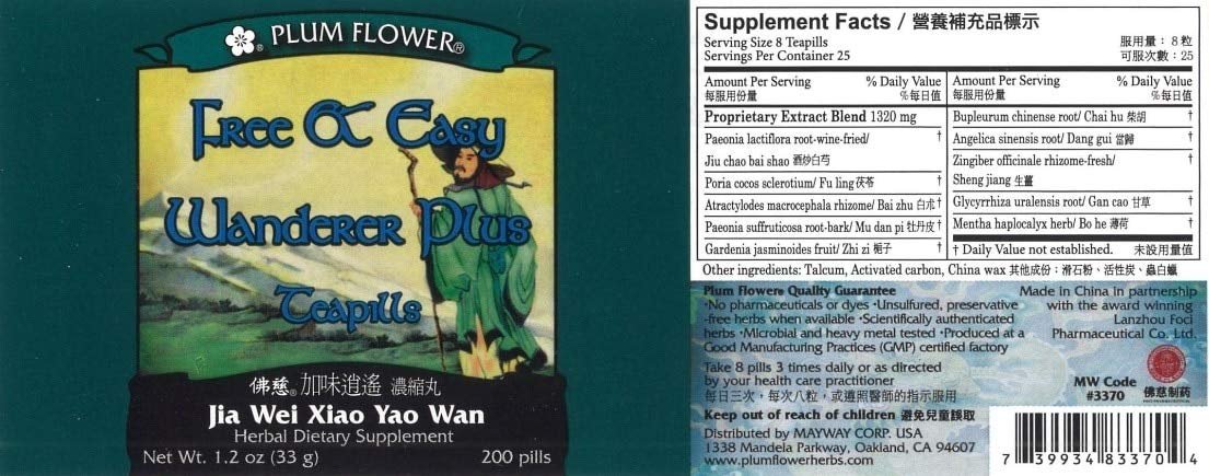 Plum Flower Free & Easy Wanderer Plus Teapillen (Jia Wei Xiao Yao Wan) - 200 Stück