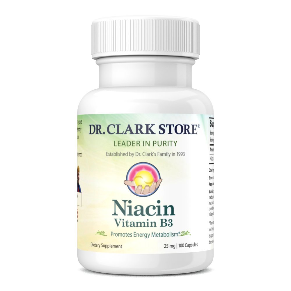 Dr. Clark Niacin (Vitamin B3) – 25 mg, 100 Gelatinekapseln – Unterstützt Kreislauf und gesunden Cholesterinspiegel