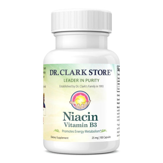 Dr. Clark Niacin (Vitamin B3) – 25 mg, 100 Gelatinekapseln – Unterstützt Kreislauf und gesunden Cholesterinspiegel