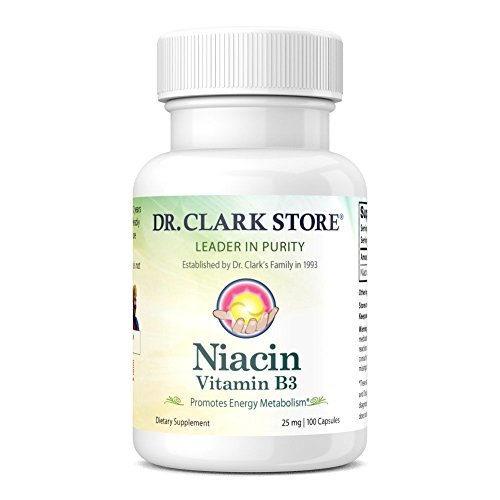 Dr. Clark Niacin (Vitamin B3) – 25 mg, 100 Gelatinekapseln – Unterstützt Kreislauf und gesunden Cholesterinspiegel