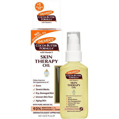 Palmer's Cocoa Butter Formula Skin Therapy Feuchtigkeitsspendendes Körperöl mit Vitamin E & reinem Arganöl – Tiefenwirksame Pflege für trockene, geschädigte Haut, Narben und Dehnungsstreifen, 60 ml