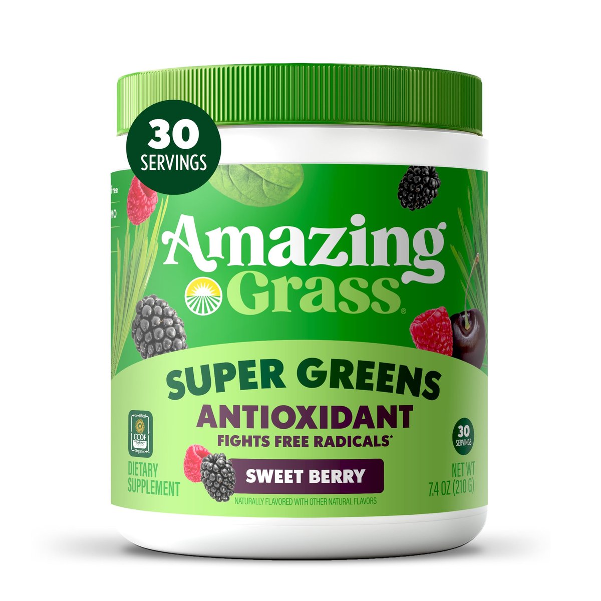 Amazing Grass Super Greens Pulver mit Antioxidantien, Bio-Grünzeugmischung Superfood, Smoothie-Mix mit Vitamin C und Vitamin K, Sweet Berry, 30 Portionen, 7,4 Unzen (Verpackung kann variieren)