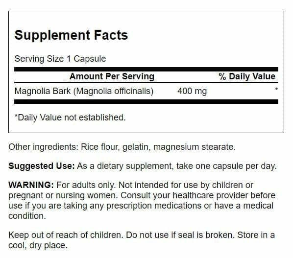 Swanson Magnolienrinde – Kräuterergänzung zur Unterstützung des Nerven- und Verdauungssystems, 60 Kapseln à 400 mg