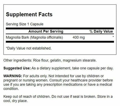 Swanson Magnolienrinde – Kräuterergänzung zur Unterstützung des Nerven- und Verdauungssystems, 60 Kapseln à 400 mg