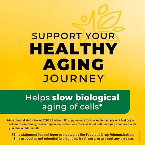 Nature Made Vitamin D3 2000 IE (50 µg) – 220 Tabletten, Nahrungsergänzungsmittel für Knochen, Zähne, Muskeln und Immunsystem
