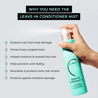 Malibu C Leave-In Conditioner & Feuchtigkeitsspendender Hitzeschutz für das Haar – Erwachsene & Kinder Haarentwirrungsspray für tägliche & Nach-Schwimmen Anwendung, hilft Farbverblassen zu verhindern mit UV-Schutz (270 ml)