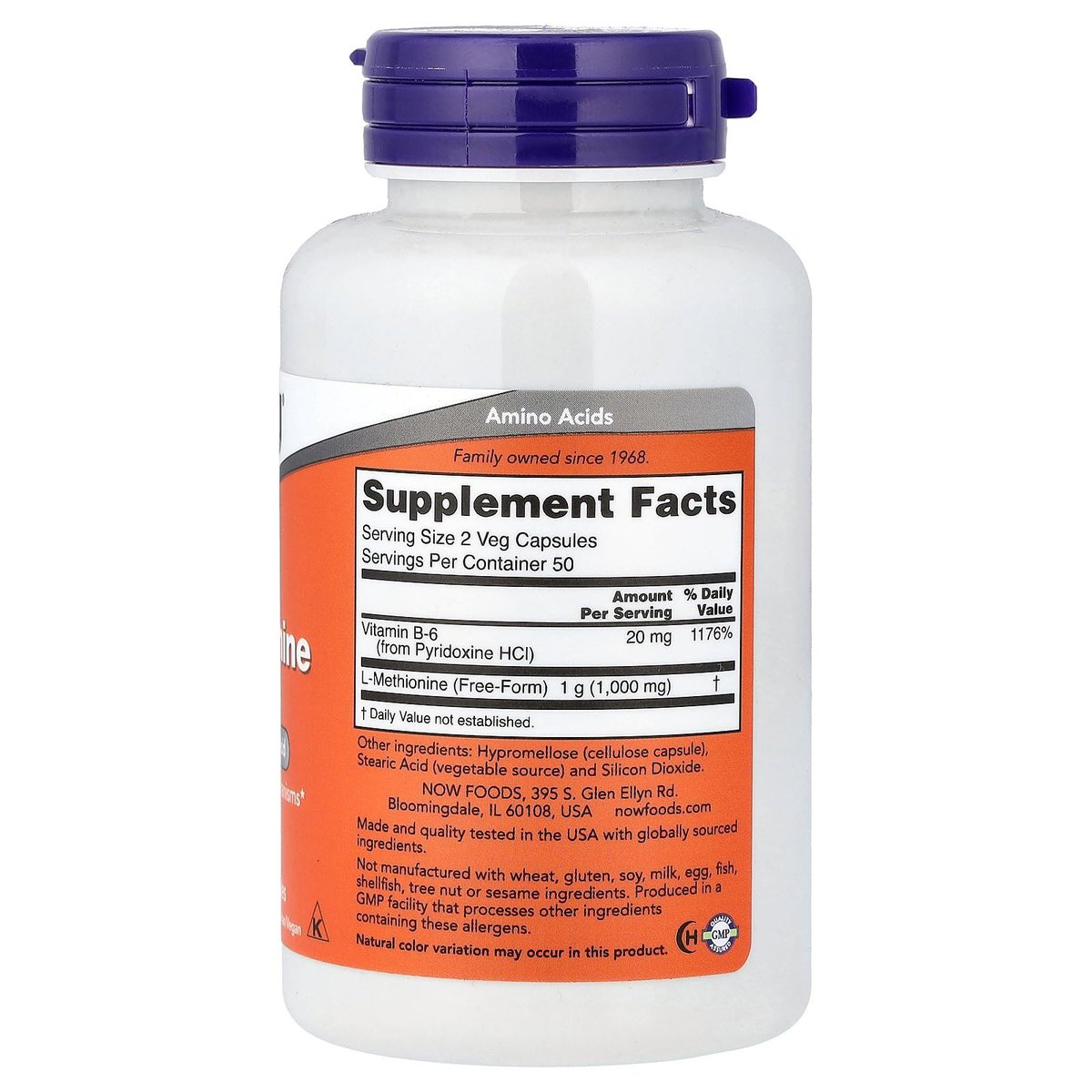 Now Foods L-Methionin 500 mg – 100 Kapseln | Hochwertiges Aminosäurepräparat