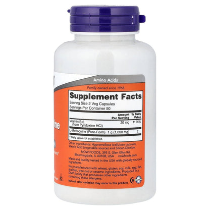 Now Foods L-Methionin 500 mg – 100 Kapseln | Hochwertiges Aminosäurepräparat