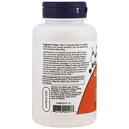 Now Foods L-Methionin 500 mg – 100 Kapseln | Hochwertiges Aminosäurepräparat