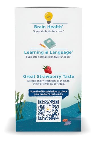 Nordic Naturals Ultimate Omega Junior, Erdbeere - 90 Mini-Weichkapseln - 680 mg Omega-3 mit EPA & DHA - Für Gehirn, Stimmung, Lernen - Nicht-GVO - 45 Portionen