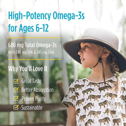 Nordic Naturals Ultimate Omega Junior, Erdbeere - 90 Mini-Weichkapseln - 680 mg Omega-3 mit EPA & DHA - Für Gehirn, Stimmung, Lernen - Nicht-GVO - 45 Portionen