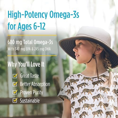 Nordic Naturals Ultimate Omega Junior, Erdbeere - 90 Mini-Weichkapseln - 680 mg Omega-3 mit EPA & DHA - Für Gehirn, Stimmung, Lernen - Nicht-GVO - 45 Portionen