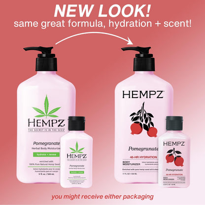 Hempz Pomegranate Herbal Body Moisturizer 2,25 oz – Paraben-freie, Anti-Aging, feuchtigkeitsspendende Creme für alle Hauttypen