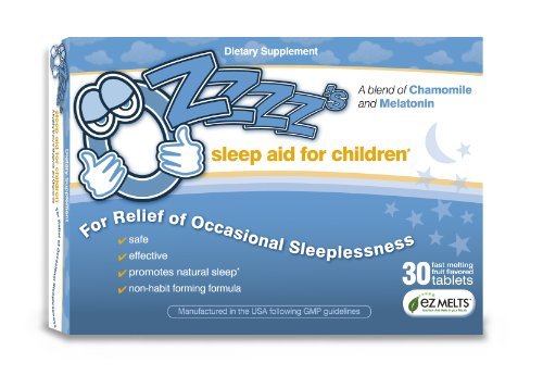 OZzzz's Einschlafhilfe für Kinder mit Melatonin und Kamille, von Kinderärzten entwickelt, zuckerfrei, vegan, Orangen-Dream-Geschmack, 30 EZ-Schmelztabletten