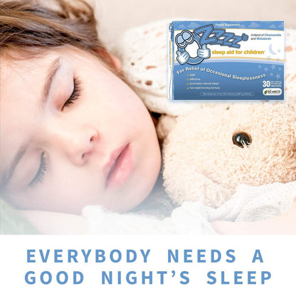 OZzzz's Einschlafhilfe für Kinder mit Melatonin und Kamille, von Kinderärzten entwickelt, zuckerfrei, vegan, Orangen-Dream-Geschmack, 30 EZ-Schmelztabletten
