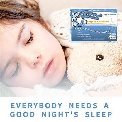 OZzzz's Einschlafhilfe für Kinder mit Melatonin und Kamille, von Kinderärzten entwickelt, zuckerfrei, vegan, Orangen-Dream-Geschmack, 30 EZ-Schmelztabletten