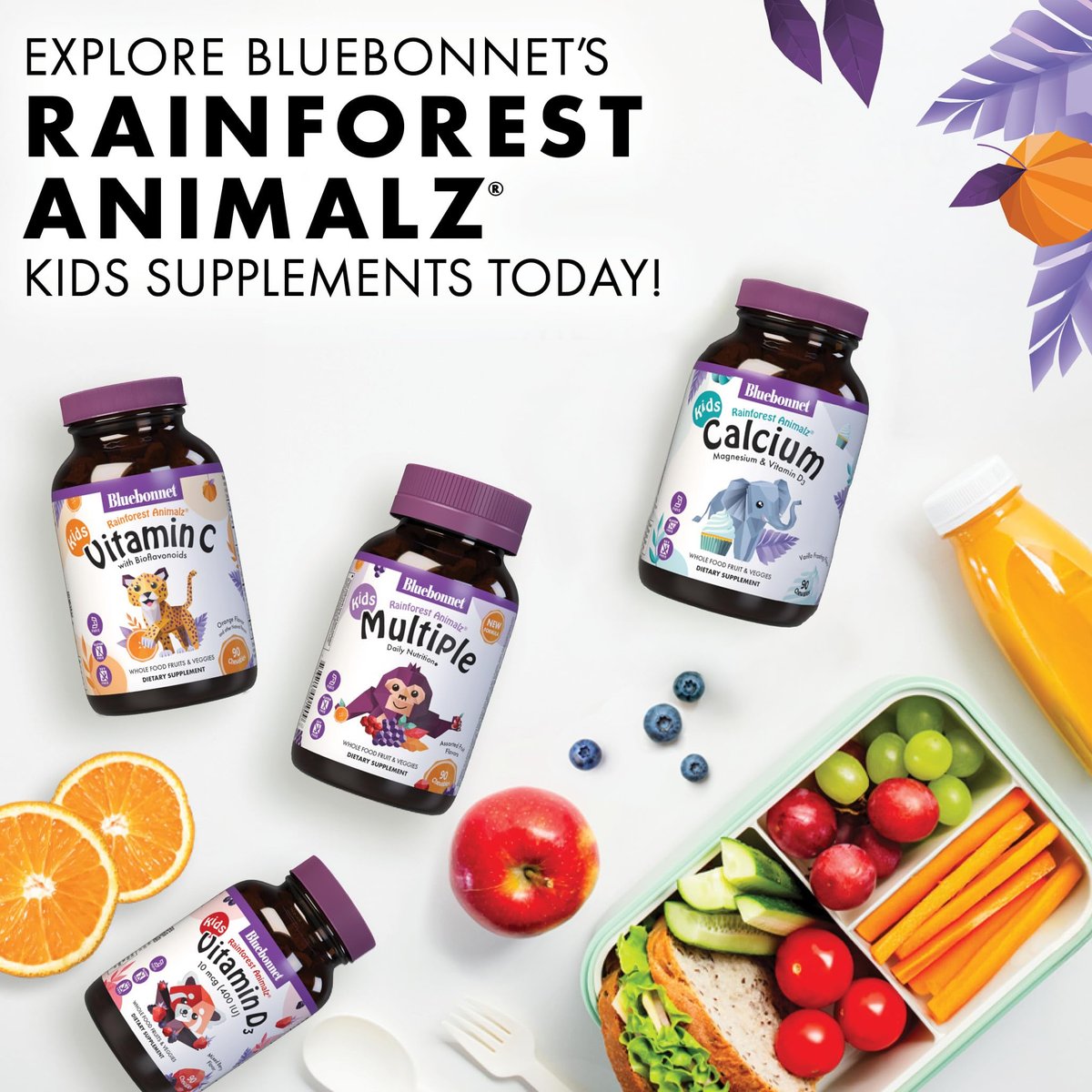 Bluebonnet Nutrition Rainforest Animalz Vitamin D3 400 IE Kautabletten, Soja-, Milch- & Glutenfrei, Nicht-GVO, Koscher zertifiziert, Vegetarierfreundlich, Natürlicher Beerenmix-Geschmack, 90 Stück