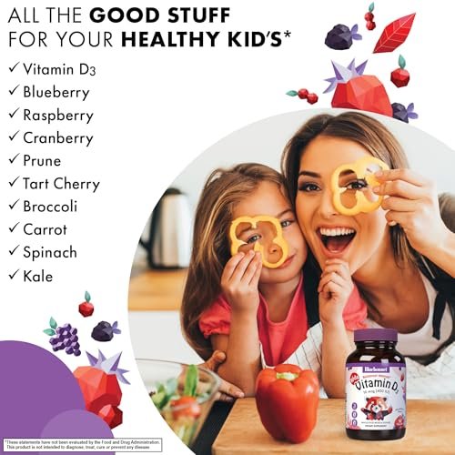 Bluebonnet Nutrition Rainforest Animalz Vitamin D3 400 IE Kautabletten, Soja-, Milch- & Glutenfrei, Nicht-GVO, Koscher zertifiziert, Vegetarierfreundlich, Natürlicher Beerenmix-Geschmack, 90 Stück