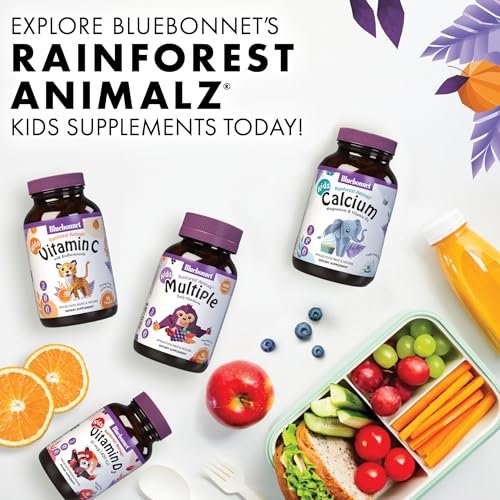 Bluebonnet Nutrition Rainforest Animalz Vitamin D3 400 IE Kautabletten, Soja-, Milch- & Glutenfrei, Nicht-GVO, Koscher zertifiziert, Vegetarierfreundlich, Natürlicher Beerenmix-Geschmack, 90 Stück
