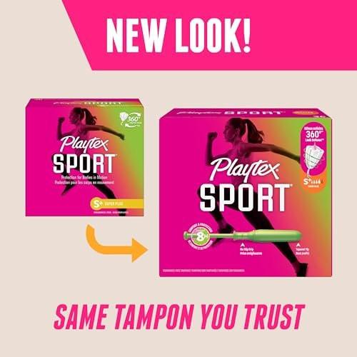 Playtex Sport Tampons Super Plus Absorbency – 36 Stück, Duftfrei, mit 360° Leak Defense für aktive Frauen