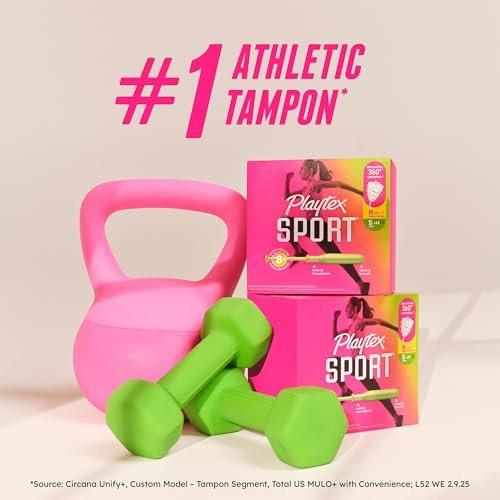 Playtex Sport Tampons Super Plus Absorbency – 36 Stück, Duftfrei, mit 360° Leak Defense für aktive Frauen