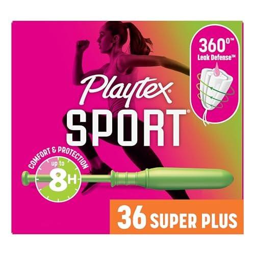 Playtex Sport Tampons Super Plus Absorbency – 36 Stück, Duftfrei, mit 360° Leak Defense für aktive Frauen