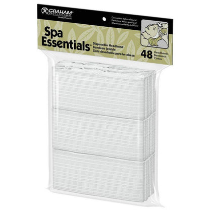 Graham Professional Spa Essentials Einweg-Stirnbänder, weiß, 48 Stück, 1 Packung