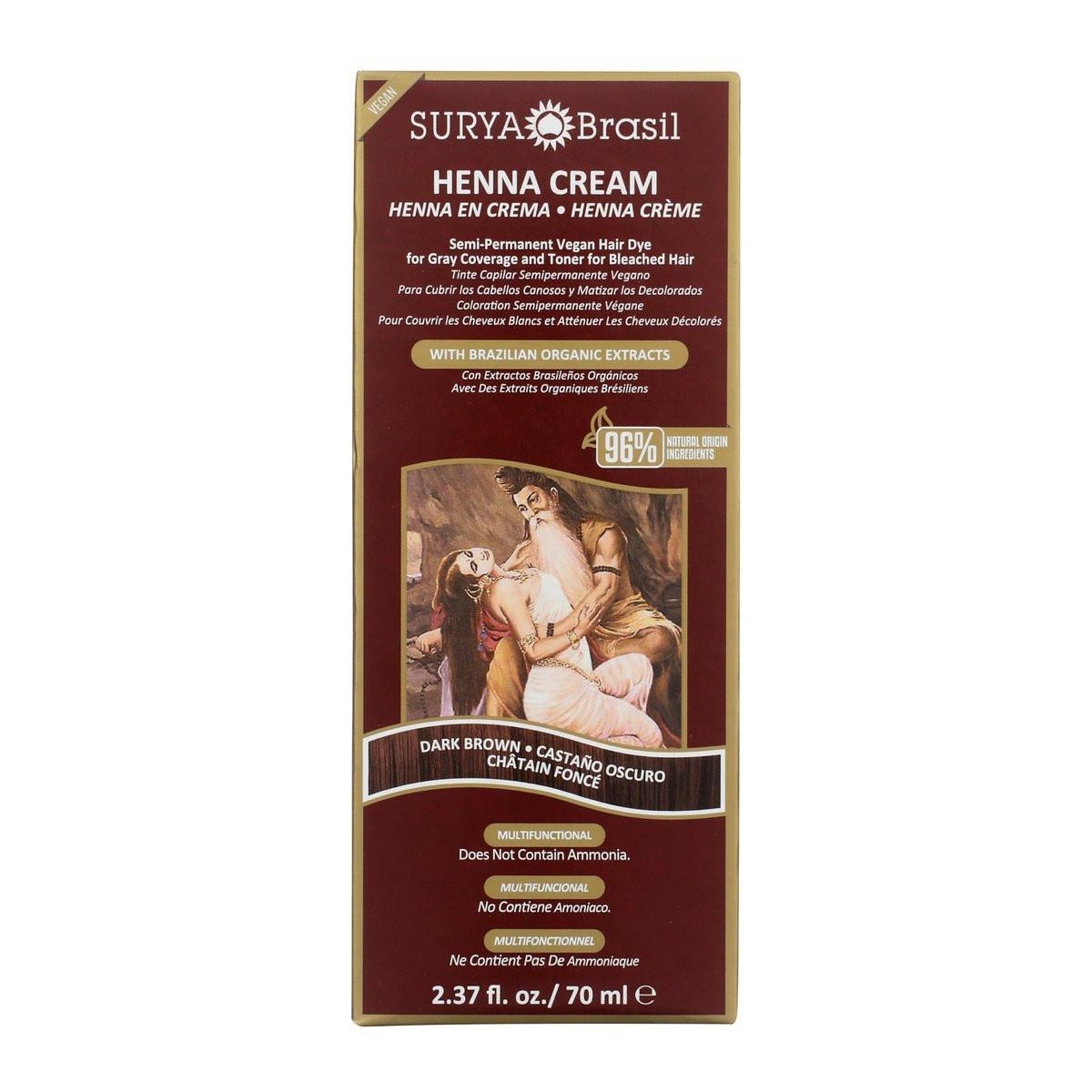 Surya Dunkelbraune Henna-Creme (4er-Pack) – Natürliche Haarfarbe ohne Chemie