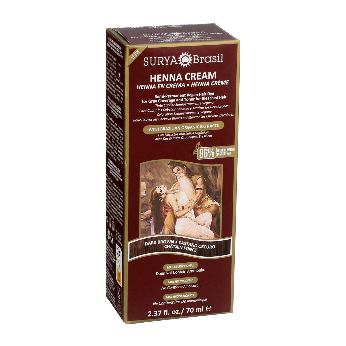 Surya Dunkelbraune Henna-Creme (4er-Pack) – Natürliche Haarfarbe ohne Chemie