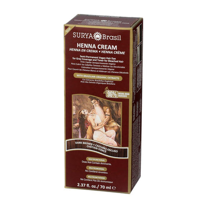Surya Dunkelbraune Henna-Creme (4er-Pack) – Natürliche Haarfarbe ohne Chemie