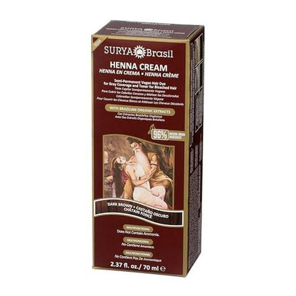 Surya Dunkelbraune Henna-Creme (4er-Pack) – Natürliche Haarfarbe ohne Chemie