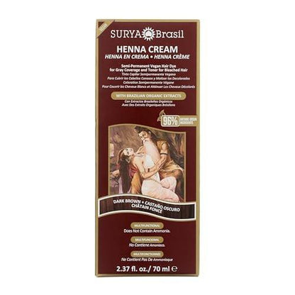 Surya Dunkelbraune Henna-Creme (4er-Pack) – Natürliche Haarfarbe ohne Chemie