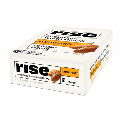 Rise Breakfast Whey Protein Riegel Almond Honey – 18 g Protein, 2,01 oz (12er Pack)
