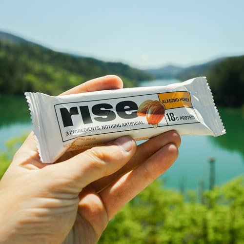 Rise Breakfast Whey Protein Riegel Almond Honey – 18 g Protein, 2,01 oz (12er Pack)