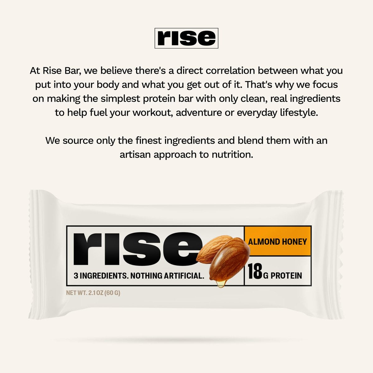 Rise Breakfast Whey Protein Riegel Almond Honey – 18 g Protein, 2,01 oz (12er Pack)