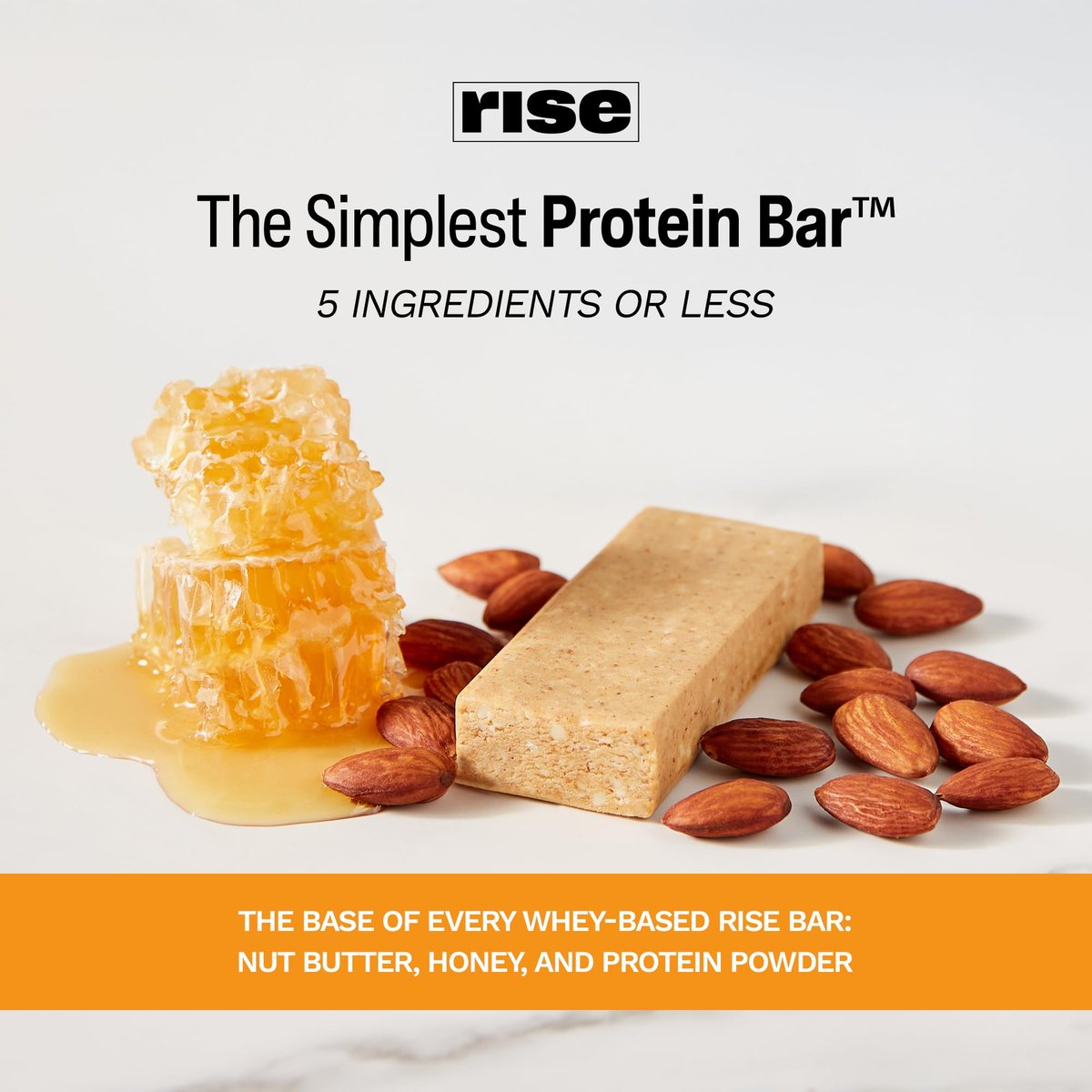 Rise Breakfast Whey Protein Riegel Almond Honey – 18 g Protein, 2,01 oz (12er Pack)